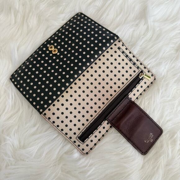 Fossil | Black & Cream Polkadot Polka Dot Wallet Card Slots Tab Clutch Leather - Picture 5 of 9